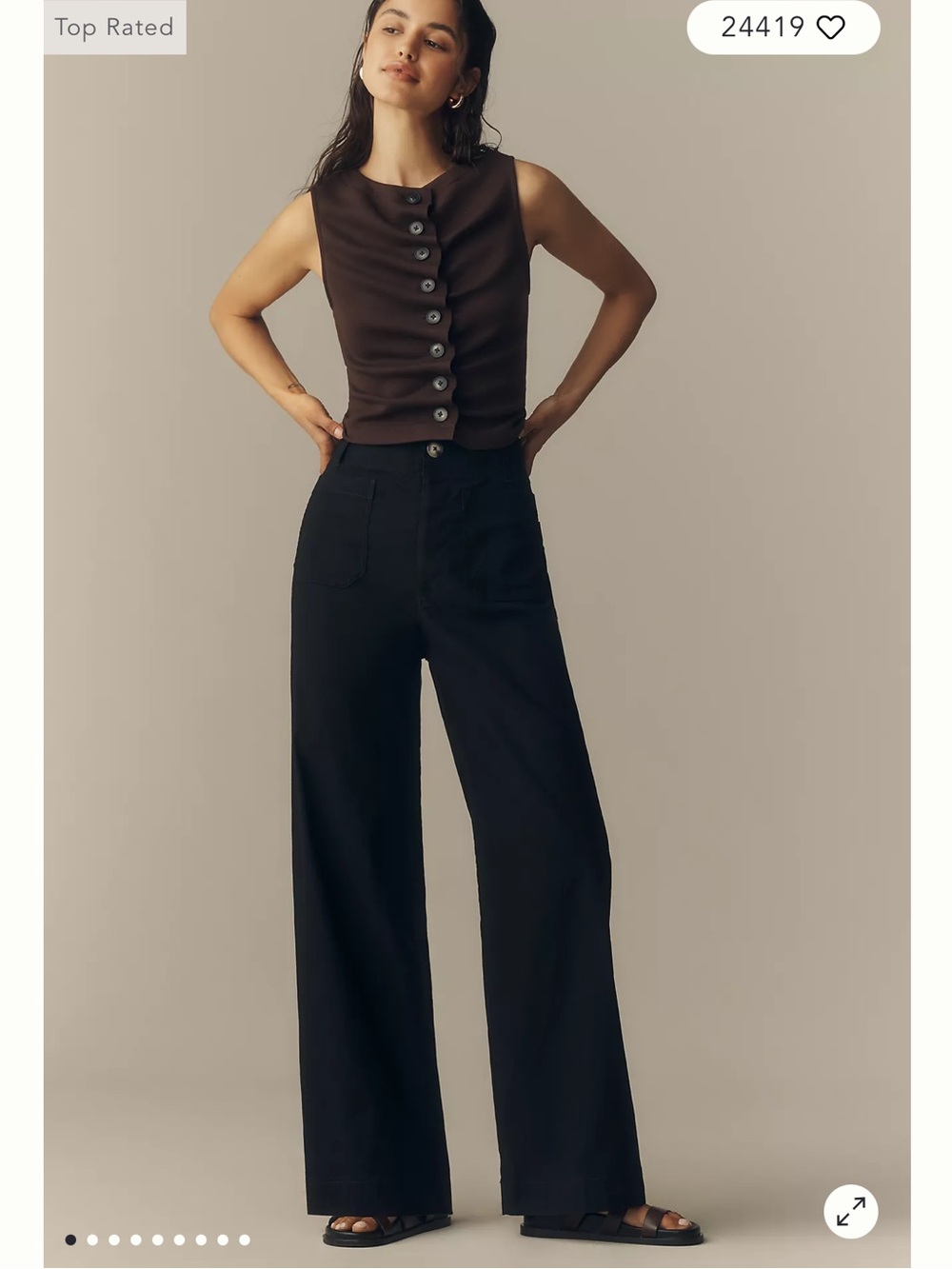 Maeve Black Wide-Leg High-Rise Pants
